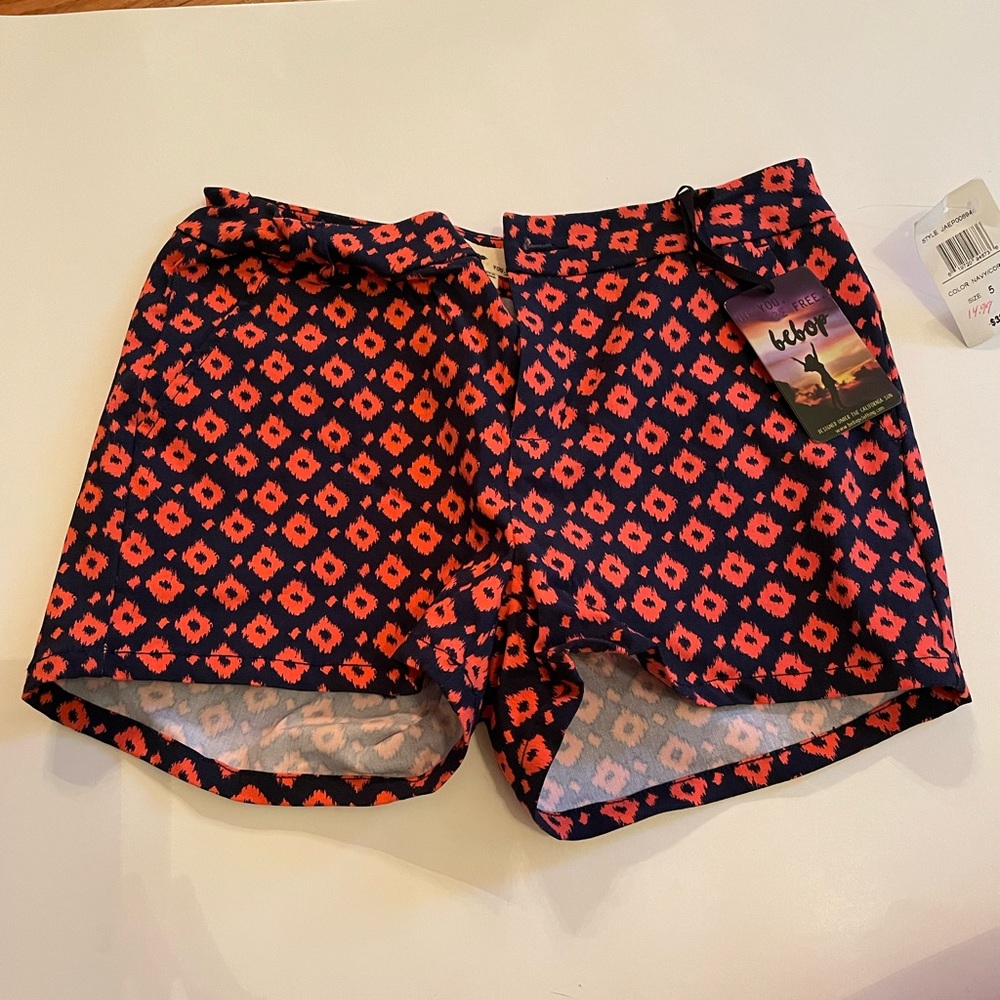 Navy and coral shorts